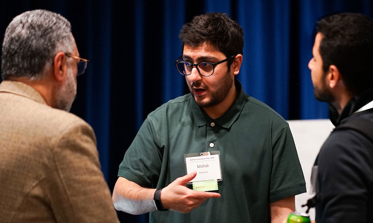 student talking to a professor