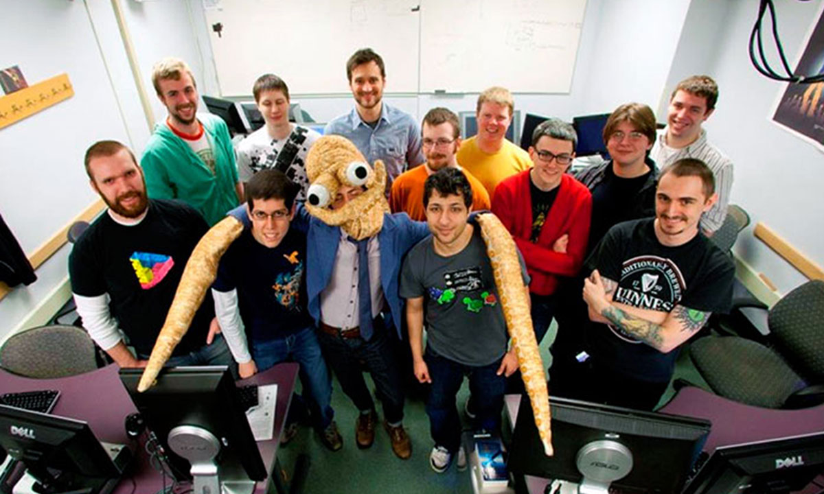 students working on Octodad video game