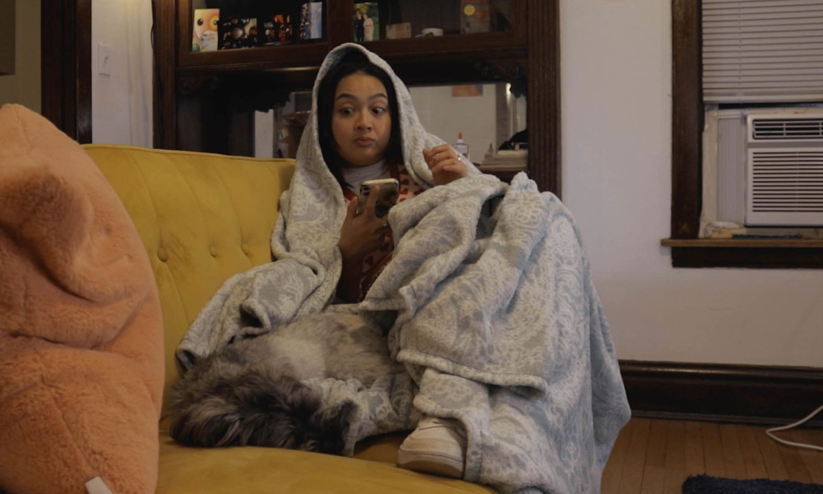 a close up of a young woman looking intensley