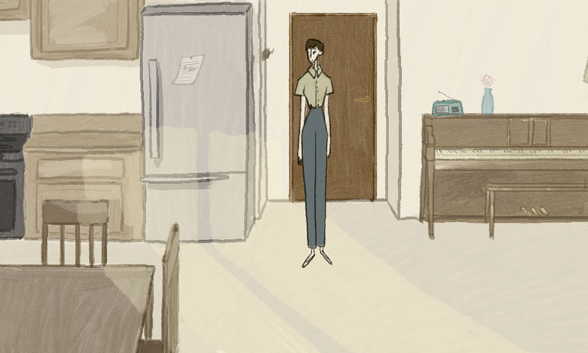 cartoon male in kitchen